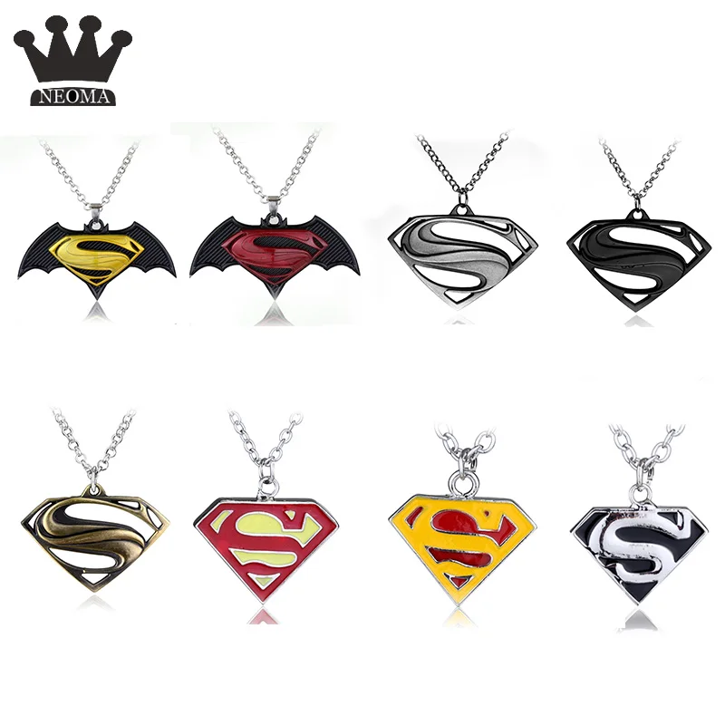 

20pcs/lot Avenger Union Batman Superman S logo Necklace pendant Superhero Charm kolye Choker For Women& Men Fans cosplay Jewelry