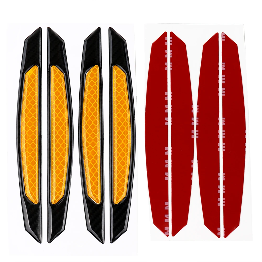 Forauto 4 шт./упак. Предупреждение предохранителем и универсальным питанием-от источника переменного или постоянного тока Автомобильная Светоотражающая полоса анти-столкновения двери автомобиля бампер Стикеры Авто боковой Анти-Царапины газа - Цвет: Цвет: желтый