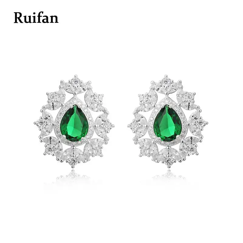 

Clearance Sale Top Quality Luxury Green Cubic Zircon Real 925 Sterling Silver Stud Earrings for Women Christmas Jewelry YEA011