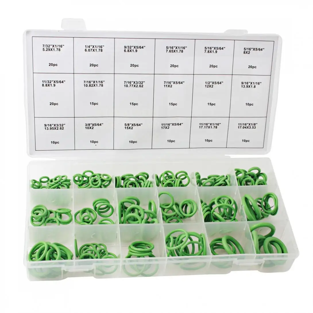 

1set High Temperature 270PC Rubber O-ring Green Gasket Assortment Kit Seals Automotive Air Conditioning Refrigerant