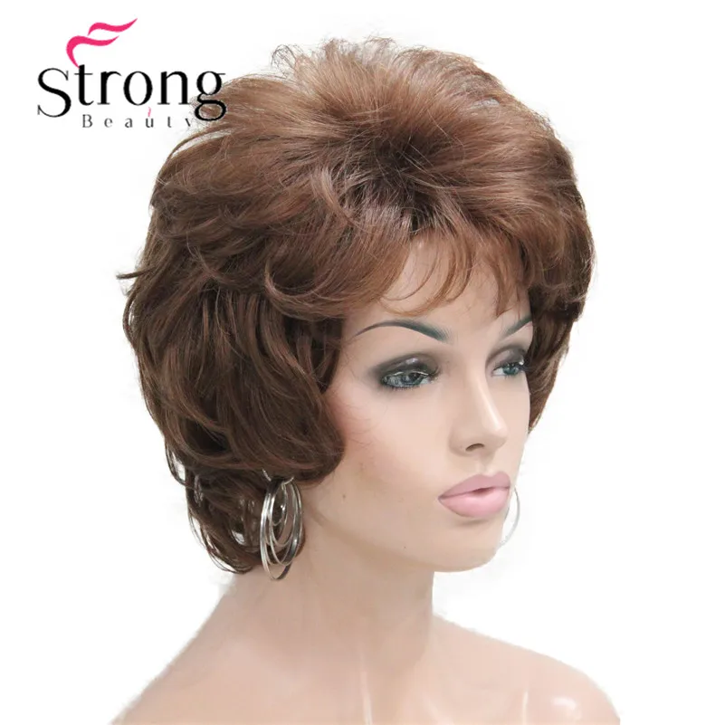 L-427B #30fashion medium auburn short curly synthetic women's wigs full wig for everyday (4)