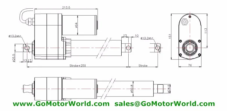 15000N load linear actuator drawing