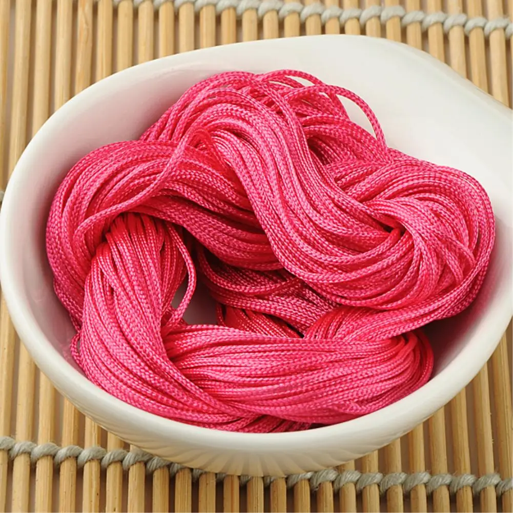 WITUSE DIY плетеная струна длиной 20 м 1 мм со стразами китайский узел проволочный шнур макраме нить для браслета ожерелья - Цвет: rose red