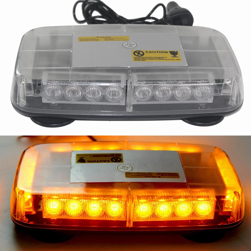 

24W Car LED Light Strobe Warning Light for 12V Automobiles Police Flashing Light Bar with Magnetic Base Yellow