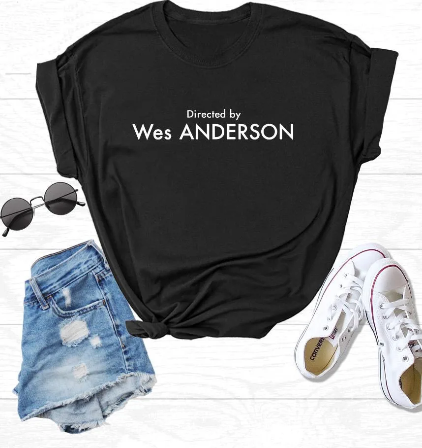 Женская футболка с принтом "Directed By Wes Anderson", хлопковая Повседневная забавная футболка для девушек, хипстерская футболка Ins NA-96