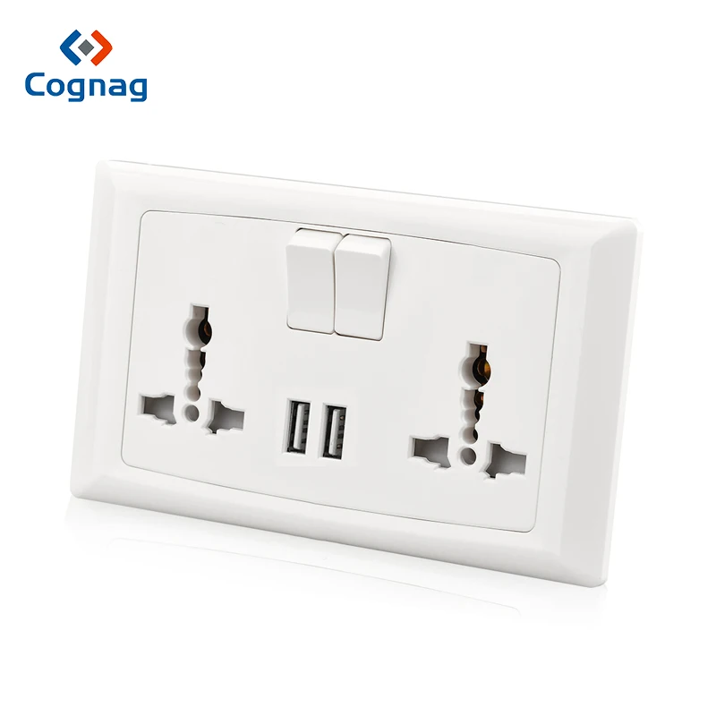 

Cognag BS UK 13A dual USB wall outlet universal multi socket 2 USB Charging Port Output 5V 2100mA
