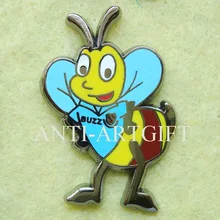 Заказная Милая брошь в форме пчелы значок " имитация, жесткие, покрытые эмалью эмблемы никелированный прекрасный тип синяя футболка пчела OEM/ODM обслуживание