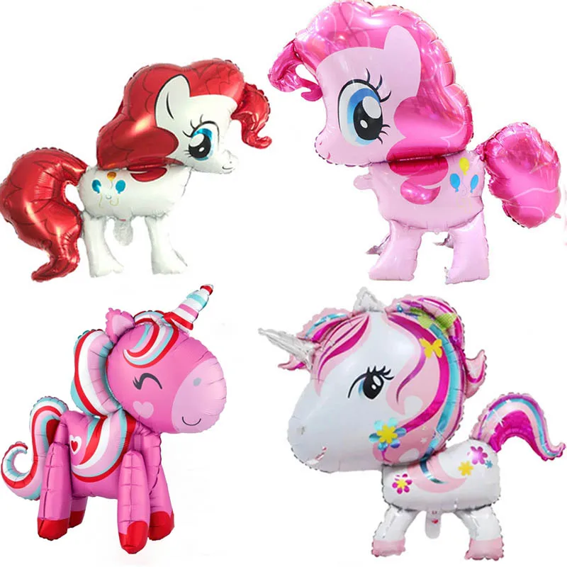 

Little Horse Pony Foil Balloons 3d Diy Unicorn Balloons Cute Rainbow Unicorn Standing Balloon Kids Birthday Unicorn Party Decor