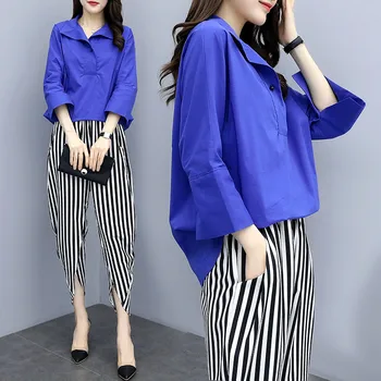 

Spring Striped 2 Piece Set Women Office Lady Ensemble Femme Deux Pieces Tracksuit Year-old Female Costume Conjunto Feminino