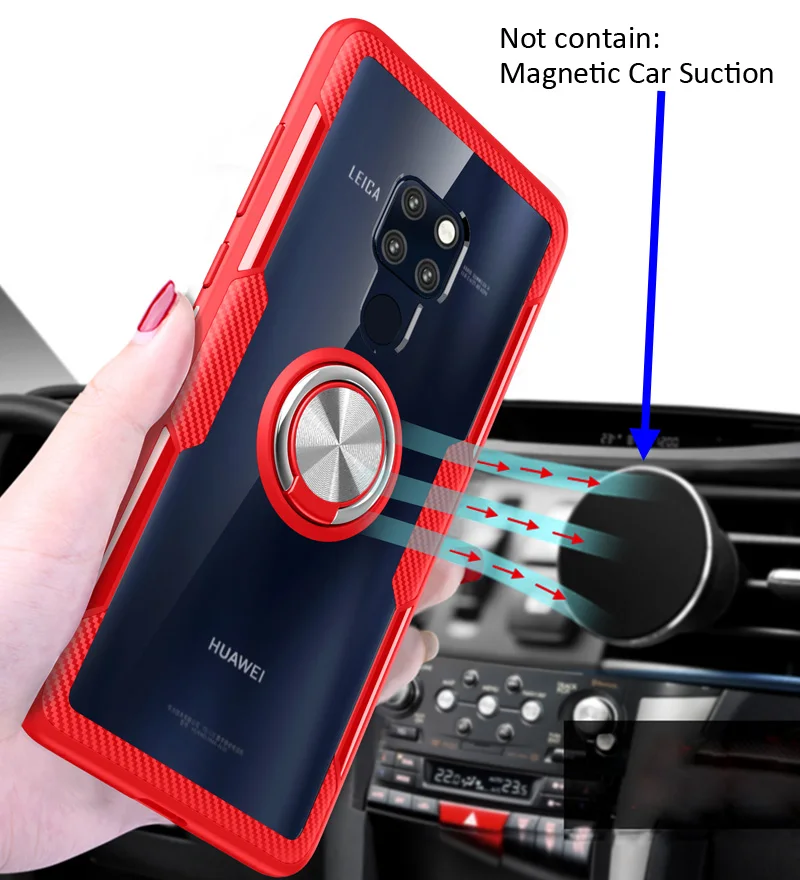 

Car Holder Ring On The Transparent Case For Huawei Mate 20 Pro Lite Ring Holder Soft Silicone Bumper For Huawei Mate 20 Case