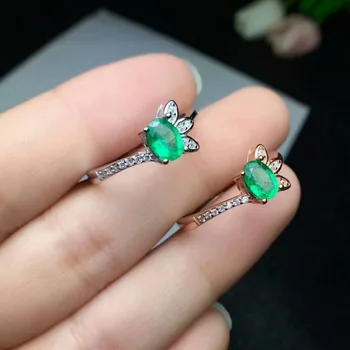

shilovem 925 sterling silver Natural Emerald Rings fine Jewelry wedding gift women trendy wedding open wholesale cj040501agml