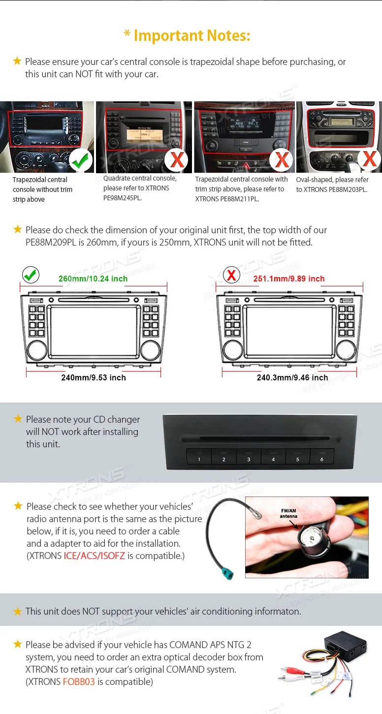 Clearance XTRONS Android 8.0 Car Stereo Radio Player GPS No DVD for Mercedes Benz W209 2005 2006 W203 C180 C200 C220 C230 C240 C250 C270 3