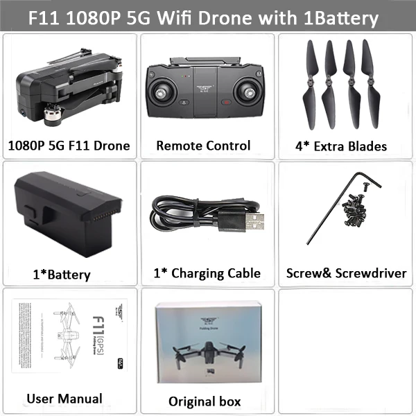 SJRC F11 PRO GPS Drone с 2K HD камерой Wi-Fi FPV / F11 1080P безщеточный Quadcopter 25 минут полетного времени Складной Дрон против SG906 - Цвет: 1080P 1B BX