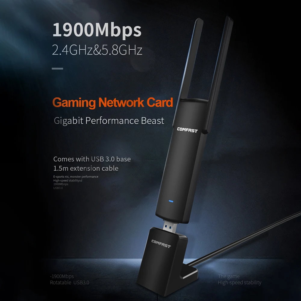 COMFAST сетевая карта 1900 Мбит/с гигабитный 2,4G 5G Dual Band игровая сетевая карта Wi-Fi расширитель USB3.0 Беспроводной карты
