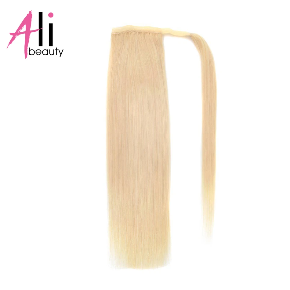 ALI BEAUTY, человеческие волосы, конские хвосты, Remy, европейские прямые волосы на заколках для наращивания, 80 г, 100 г, Завязывающиеся вокруг конского хвоста, парик