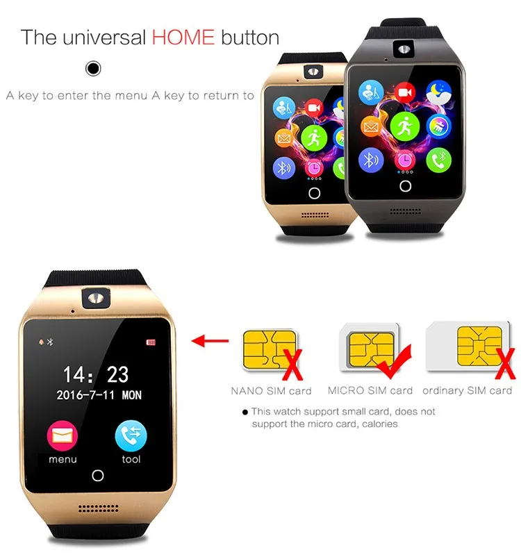Smartch NFC Smart Watch q18s дуги часы с сим карты памяти Bluetooth соединение для iphone телефона