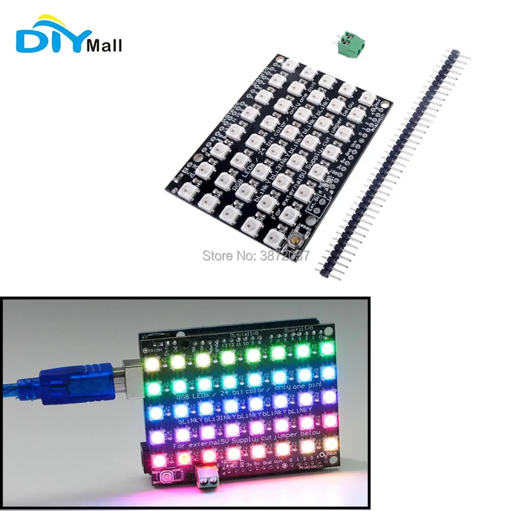 

DIYmall 8*5 40 RGB LED WS2812 Matrix Shield LED Panel Programmable for Arduino