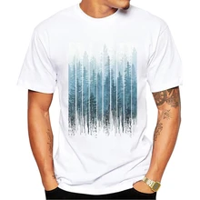 TEEHUB Новое поступление модная гранж капает бирюза Туманный лес печать мужская футболка короткий рукав o-образный вырез Топы хипстер Тройник