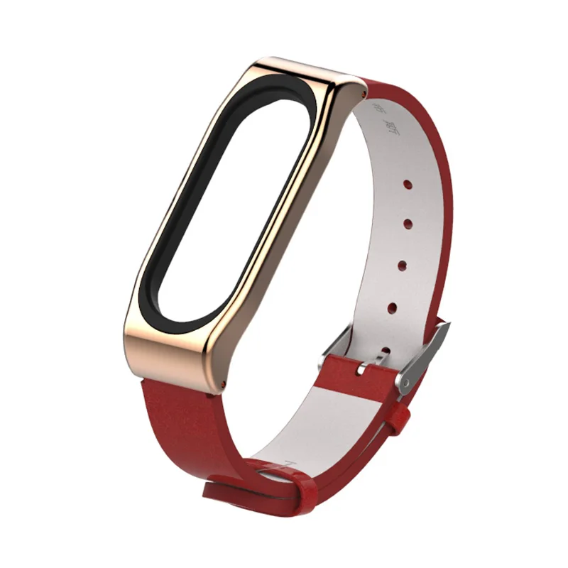 Ремешок Mijobs из искусственной кожи для Xiaomi Band 4, аксессуары для умных часов Miband 3, браслет для Xiaomi Band 4, браслет на запястье - Цвет: Red Rose Gold