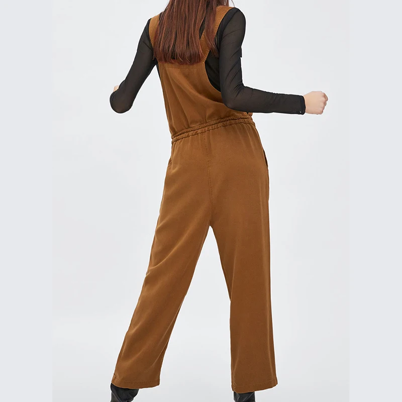 Europe and the United States spring new wide leg pants loose casual jumpsuit solid color sling waist pants ST-2969001 Europe and the United States spring new wide leg pants loose casual jumpsuit solid color sling waist pants ST-2969001