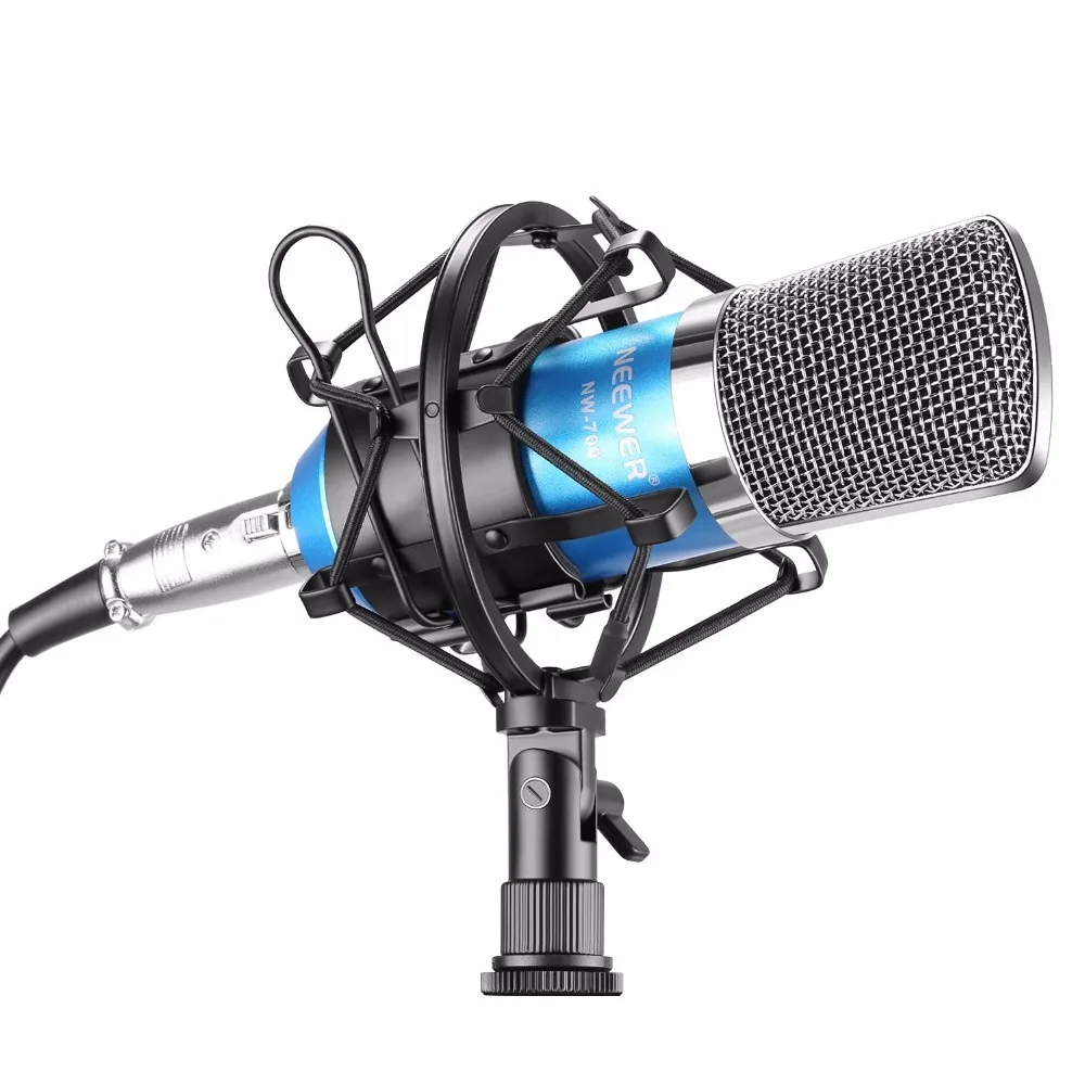 Neewer Blue NW-700 Professional Studio Broadcasting & Recording Condenser Microphone Set Microphone + Shock Mount + Cable цена Neewer Blue NW-700 Professional Studio Broadcasting & Recording Condenser Microphone Set Microphone + Shock Mount + Cable цены онлайн