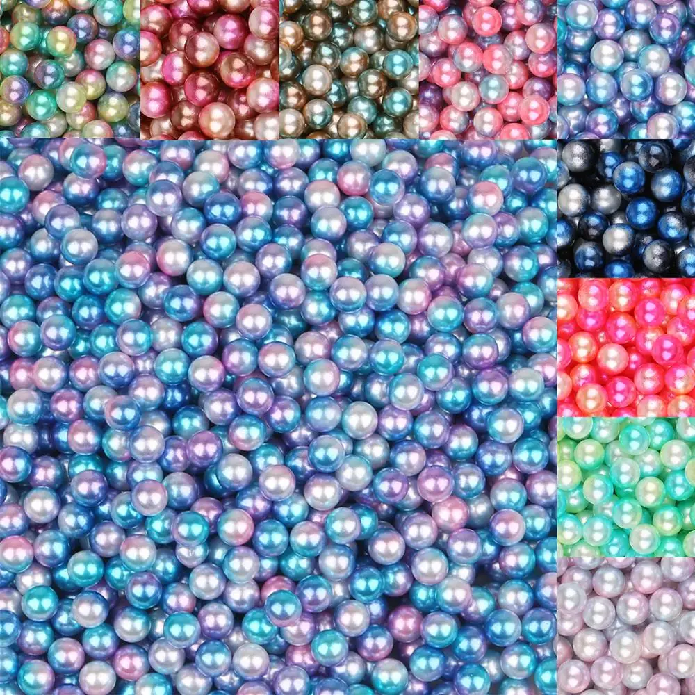 

100pcs 8mm No Hole Rainbow Colorful Plastic ABS Pearl Loose Beads For Jewelry Making DIY Handcraft Wedding Decorations Hand Made