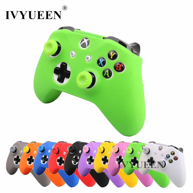 Best Price IVYUEEN 16 Colors for XBox One X S Controller Silicone Skin Case + Analog Thumb Stick Grip Cap for X Box One 1 X S Slim Joystick