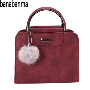 

PinShang Stylish Women Handbag with Plush Ball and Iron Mark Single-Shoulder Cross-Body Bag Christmas Birthday Gift ZK40