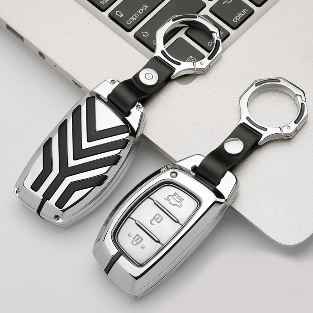 

Zinc Alloy Car Key Case For Hyundai Elantra Mistra ix25 New Tuscon ix35 2016 Smart Auto Remote Fob Cover Keychain Protector Bag