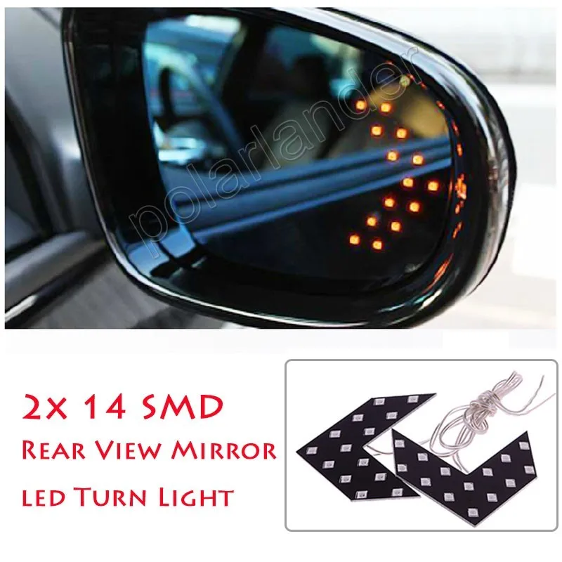 

2PCS Rear View Mirror Indicator Lights For Car Parking Auto Signal Light 4 Color Yellow 14SMD LED Car Styling 12V Arrow Panel