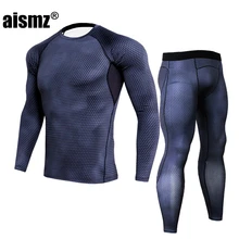 Aismz mma rashgard с длинным рукавом фитнес набор колготки мужские компрессионные эластичные быстросохнущая дышащая футболка+ брюки тактические мужские