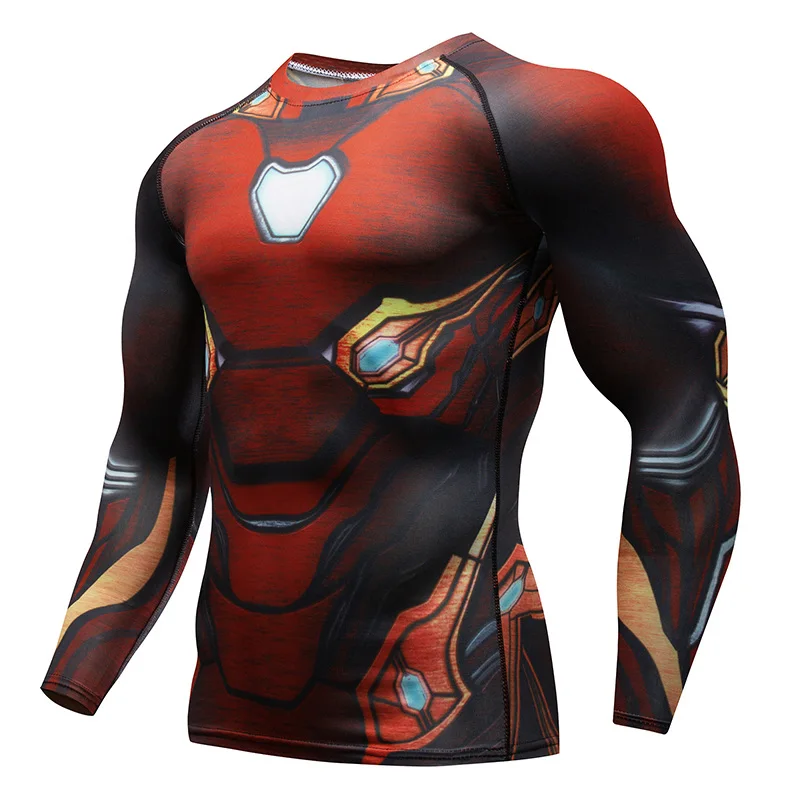 

Raglan sleeves Avengers 3 Iron Man 3D printing T-shirt mens compression jacket 2018 Cosplay mens fitness speed pole clothes spot
