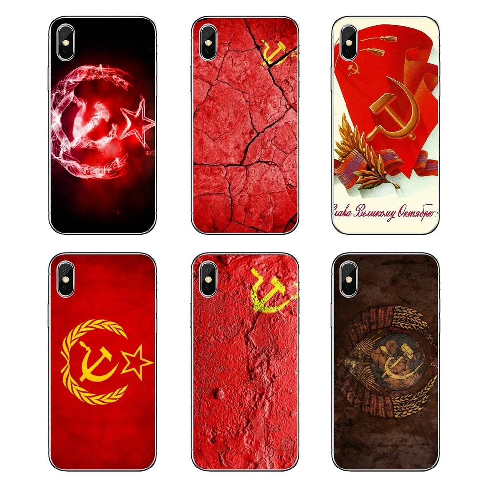 For Xiaomi Mi A1 A2 5X 6X 8 lite SE Pro Max Mix 2 2S 3 Mi5 Mi5S Red Soviet Union USSR Grunge Flag Banner Transparent Soft Covers |