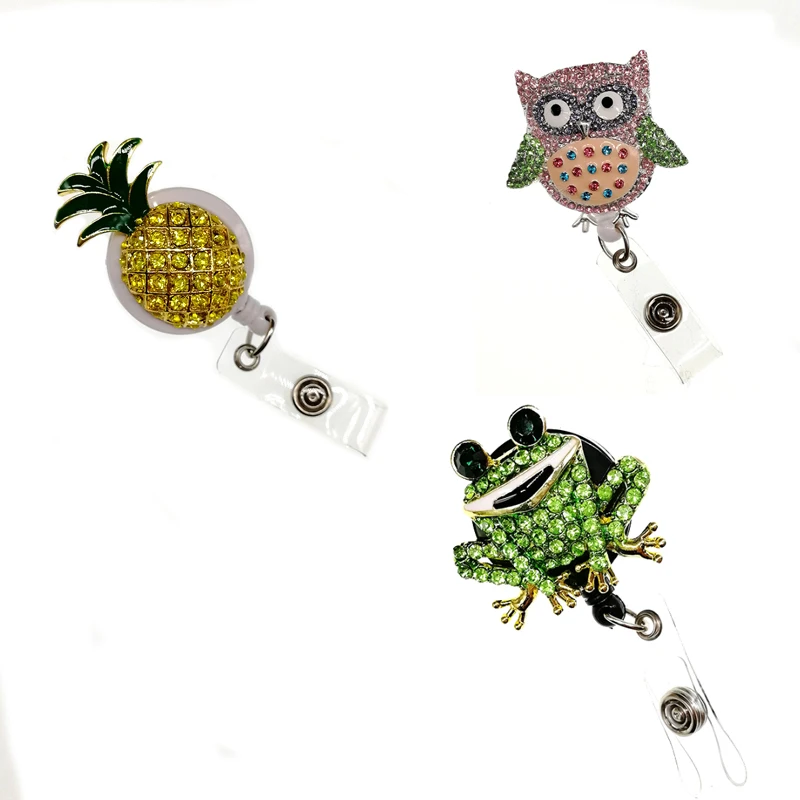 

1pcs/lot Animal Frog /Pineapple /Owl Retractable ID badge reel Or Mixed design name card badge holder