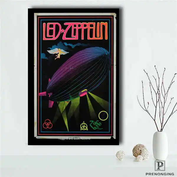 Холст постер из шелковой ткани Led Zeppelin номер плакат/домашний декоративный плакат@ 190418_02 - Цвет: Светло-серый