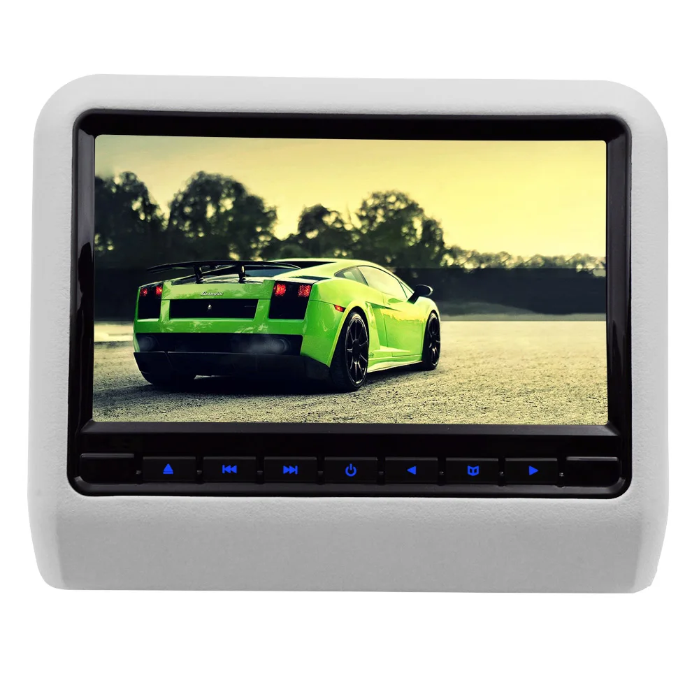 2x9 дюймов кожаный подголовник автомобиля dvd плеер видео монитор с двумя ИК