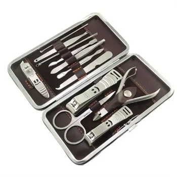 

NEW Stainless Nipper Cutter Nail Clipper Pedicure Manicure Set Kit Case 12 in 1 Set