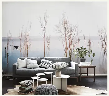 

Hand-painting Branches&River&Reflection Custom Mural 3d Wall Photo Murals Wallpaper Background Large Papel Mural 3d Wall Mural