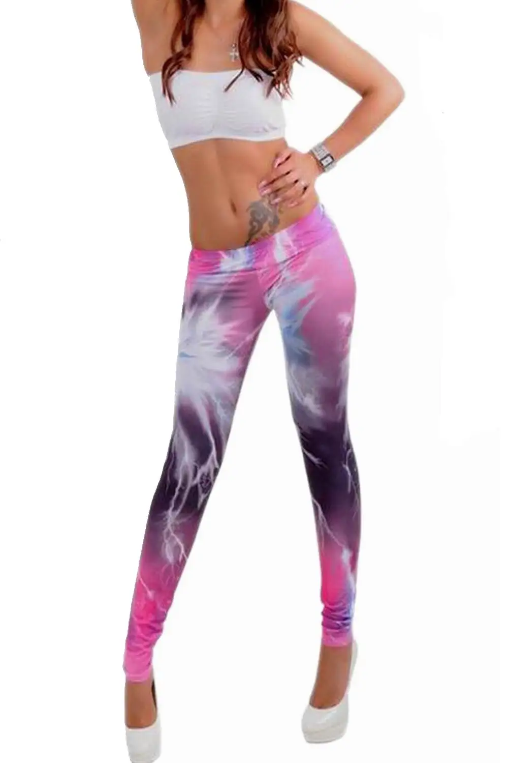 Женские сексуальные розовые легинсы с молнией, сексуальные брюки с принтом радуги, модные обтягивающие Стрейчевые брюки - Цвет: as shown