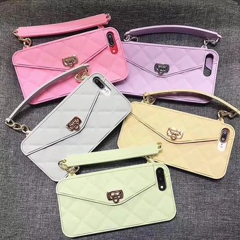 

Luxury Wallet Purse Card Bag Phone Case For IphoneX 7 6 6S 8Plus Metal Clasp Women Handbag With Chain For iphoneXS XR XSMAX
