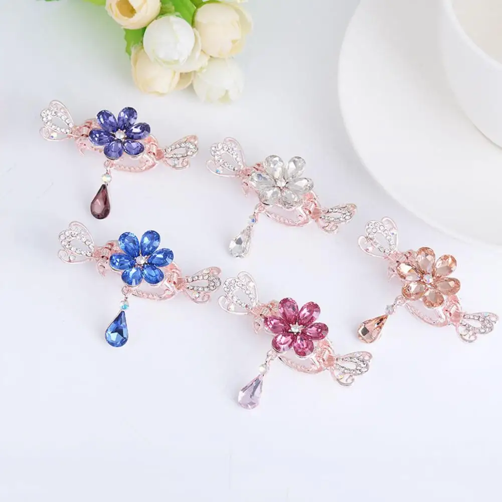 

2019 Fashion Flower Alloy Rhinestone Shiny Hairpin Hair Claw Clip Women Headwear Hair Accessories Gift