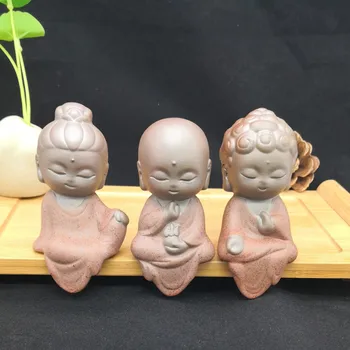 

Creative Little Buddha Statues Buddhist Tathagata Cute Buddha Sands Purple Clay Tea Pet Accessories budha ornaments boutique