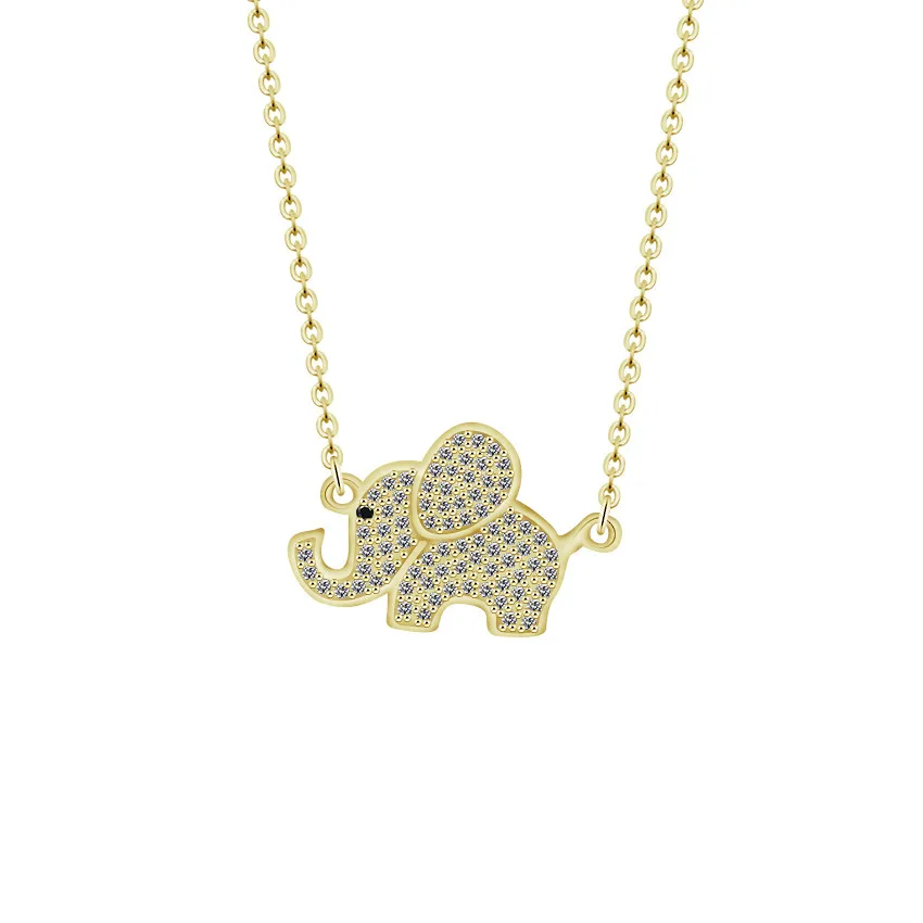 

ACEBFEET Fashion Animal Jewelry Women Pendant Necklace Gold Silver Charm CZ Elephant Erkek Kolye Women Boho Bijoux 2018