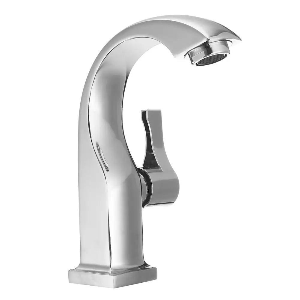 

Copper Alloy Bathroom Sink Basin Faucet Deck Mount Bright Chrome Washing Basin Cold Water