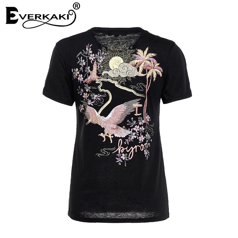 Kopen Everkaki Vintage t shirt Vrouwen Motorfiets Patroon Retro T shirt Tees Tops Korte Mouwen Boho Print Tee Shirt Zomer 2019