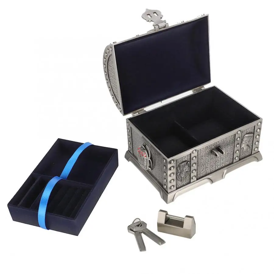 Vintage Style Jewelry Storage Box Delicate Ring Necklace Organizer Case with Lock Beetle Double Retro Jewelry Box Watch Holder