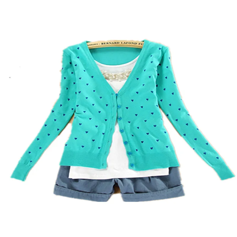 Best Price New Fashion Women Coat Small Love Heart Sweater Plus Cardigan Knitted Coat Tops 1562