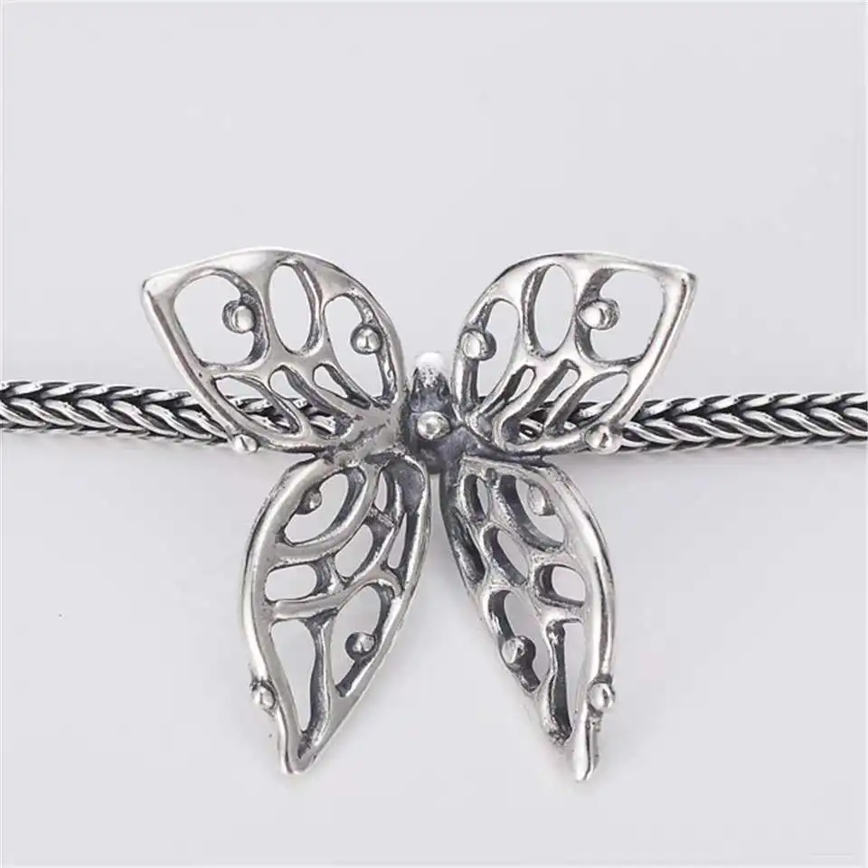 Lovecabin 925 пробы серебряные бусины Тролль талисманы большая бабочка ожерелье браслет для фирменного изготовления ювелирных изделий кулон подарок