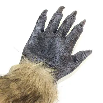 

1 Pair of Scary Eco-friend Latex Plush Wolf Paw Gloves Bar Props Halloween Tools