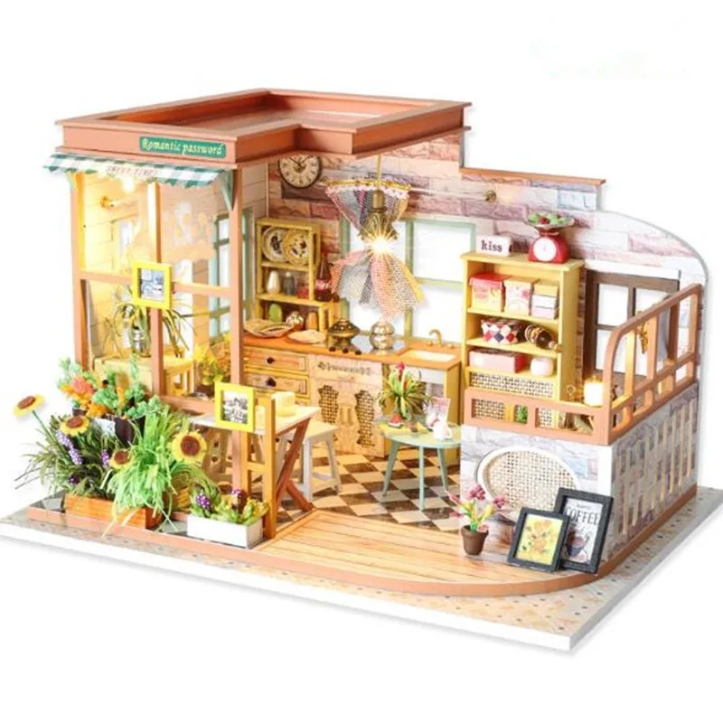 New arrive DIY Doll House Wooden Doll Houses Miniature Dollhouse Furniture Kit with LED Toys for children birthday Gift New arrive DIY Doll House Wooden Doll Houses Miniature Dollhouse Furniture Kit with LED Toys for children birthday Gift